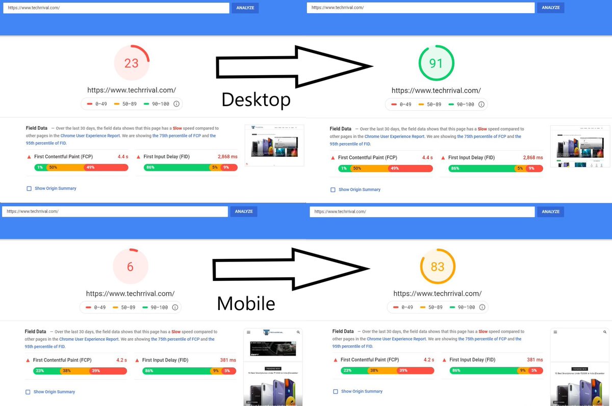 MR_Boricha's tweet image. Amazing PageSpeed Improvement using #SiteSpeedAccelerator by #Ezoic. 

Despite having lots of JS, Ads &amp;amp; a Heavy Theme the score on desktop jumped from 23 to 91 &amp;amp; bigger improvement were seen on mobile version that jumped from 6 to 83

Get Started Now: go.astutelinks.com/Ezoic-Network