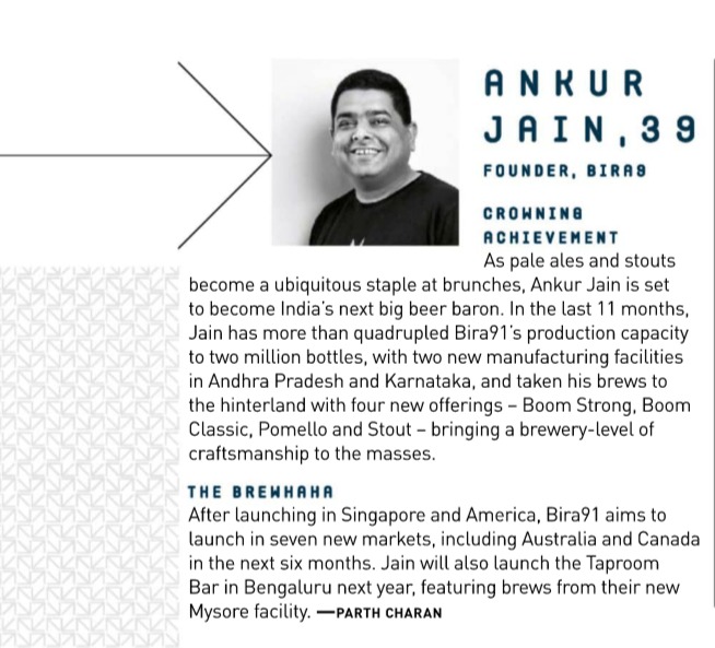 bira91's tweet photo. #Featured Ankur Jain in 'The GQ 50 Most Influential Young Indians'🙌
Big-ups to @TheBeerAnkur for always pushing the envelope!

#50MostInfluential #GQIndia #Bira91 #Bira91Beers https://t.co/rvPk96amGm