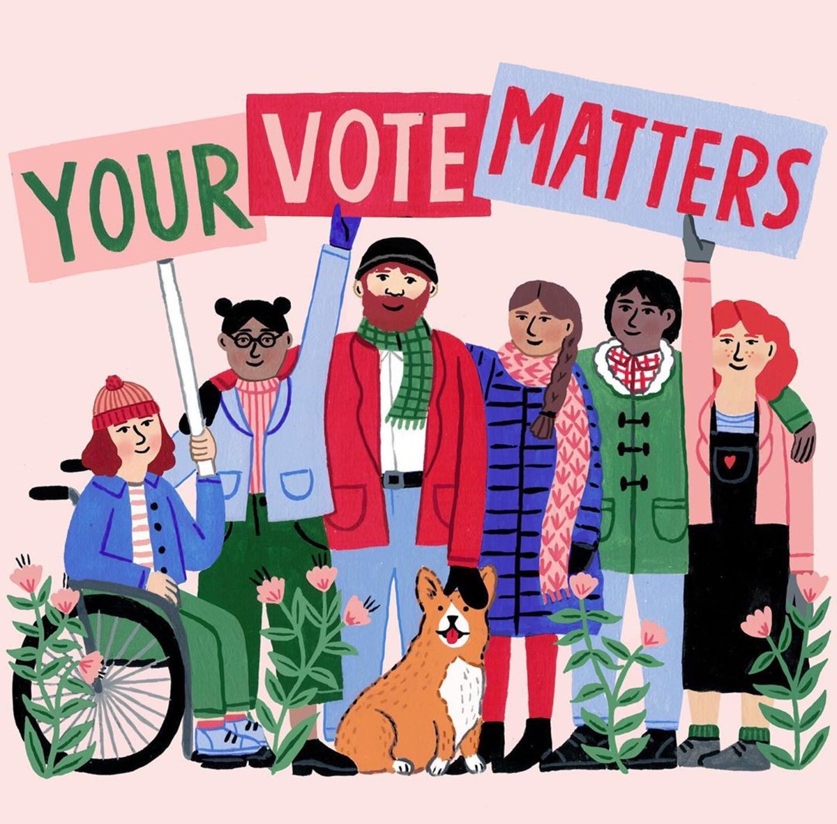 UK friends, please allow yourself to acknowledge any vote anxiety you may be feeling today. Be kind to yourself at times of uncertainty. Most importantly, remember that your vote, your views, your health matters 🌸 #Repost artwork by @hollymaguireuk