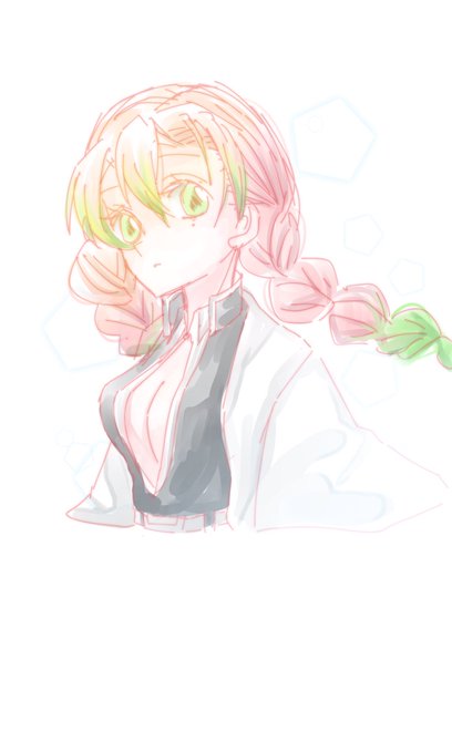 花音さんがTwitterに投稿した甘露寺蜜璃(鬼滅の刃)のイラスト。