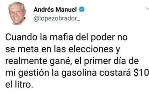 HectorR24759637's tweet photo. Ya ni sabemos si reír, llorar, y simplemente decir vaya pendejos los que votaron por ti @lopezobrador_ ( por cierto seguimos esperando que bajes la gasolina como prometiste en campaña) https://t.co/XrfvBNKvUr