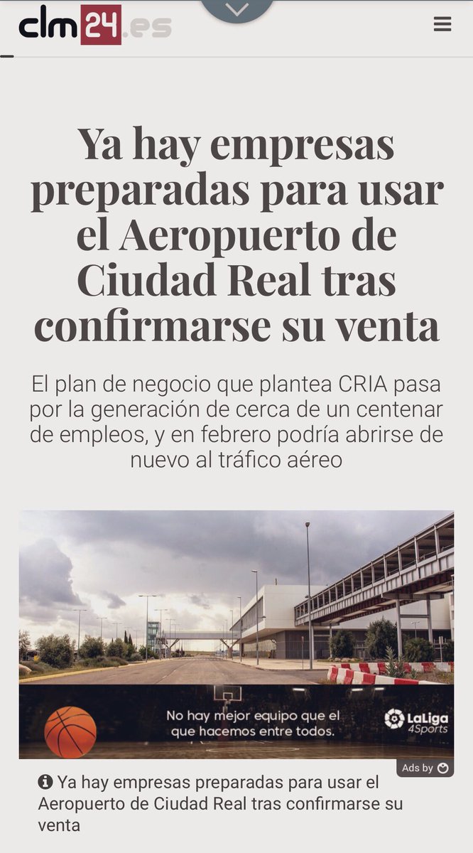 3 meses tras la apertura, ¿dónde estará la actividad aeronáutica de las empresas preparadas para usar el #aeropuerto #CiudadReal? clm24.es/articulo/ciuda… 

#sinavionesnohayaeropuerto #fincadehortalizas #pasenyvean #verparacreer #marcaEspaña #44mesesdespués #aeropuertociudadreal