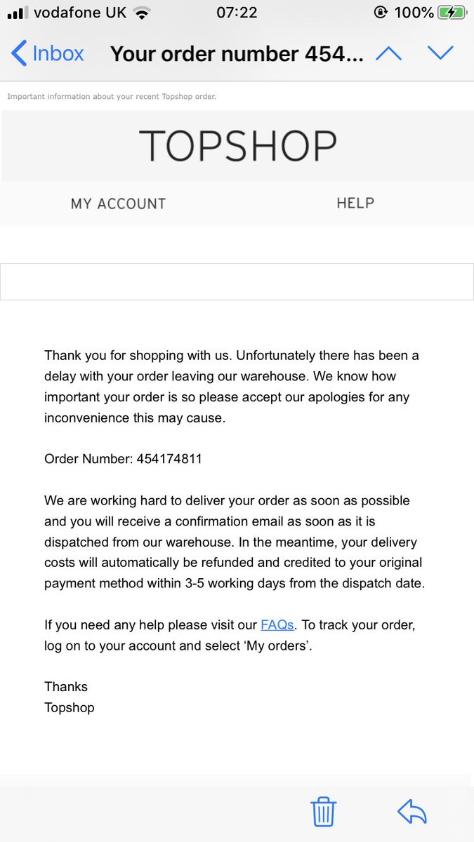 Coxy29's tweet photo. Crap service @Topshop ordered Sunday for delivery into local store and not even left the warehouse! So I won’t have it by tomorrow when I wanted to wear it! 😩 Useless! Why??? https://t.co/remfl51Euh
