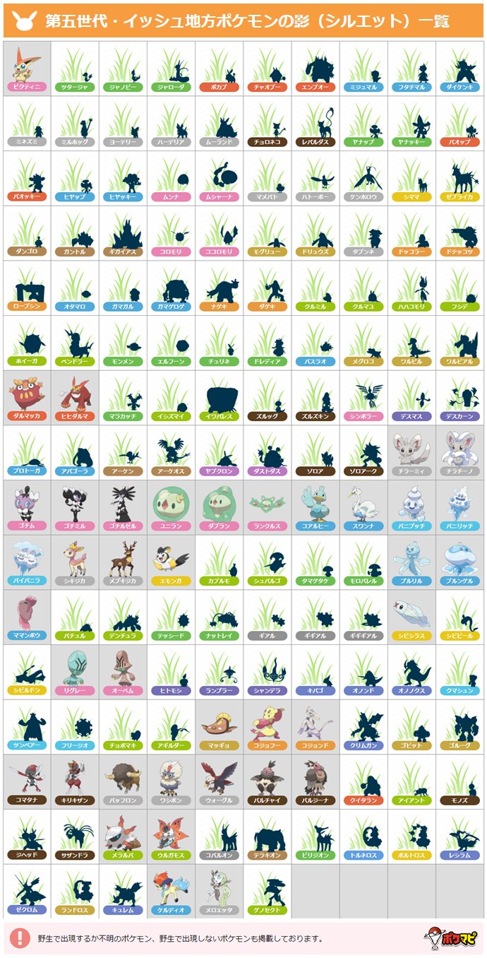 ポケモンgo攻略情報 ポケマピ 님의 트위터 第五世代 イッシュ地方 ポケモンの影一覧を更新しました 画像データ追加済みのポケモン 実装前にチェックしておいたり 実装後に正体を調べたりするのに便利です ぜひご活用ください 第五世代の影一覧 T Co