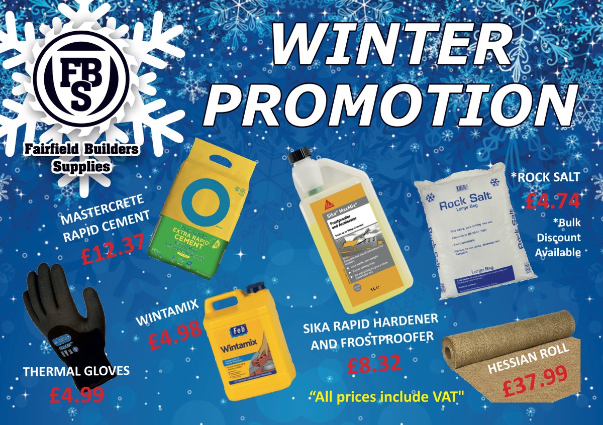 ❄️Winter is here!❄️ Call in to our builders' yard to pick up you cold weather supplies - Plenty of rock salt in stock - bulk discount available