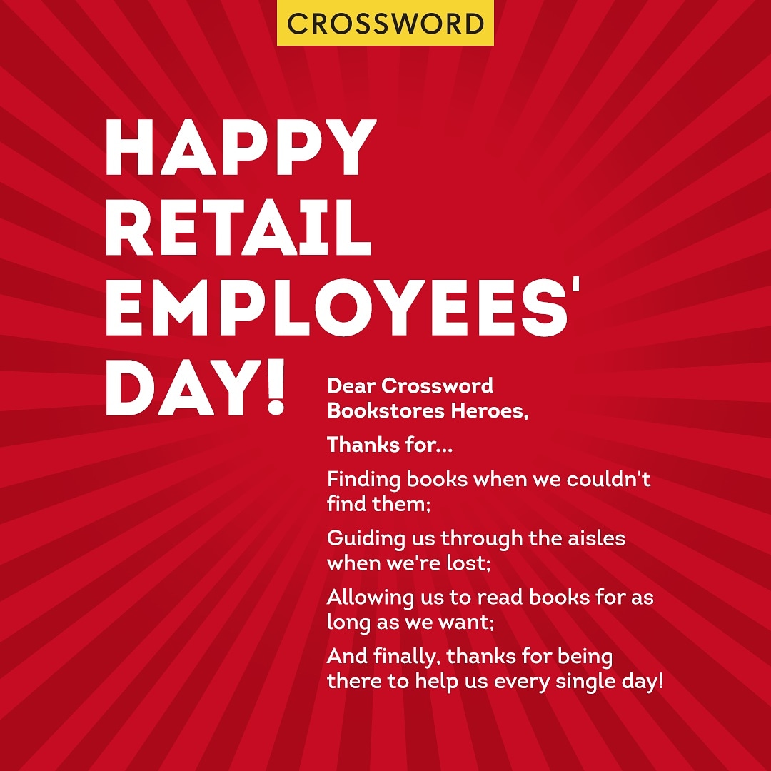 Today is 'Retail Employees' Day. Take this opportunity to appreciate the things that retailers do for us.

Add your own items to the list in the comments.
#RetailEmployeesDay #RetailEmployees #Grateful #CrosswordBookstores