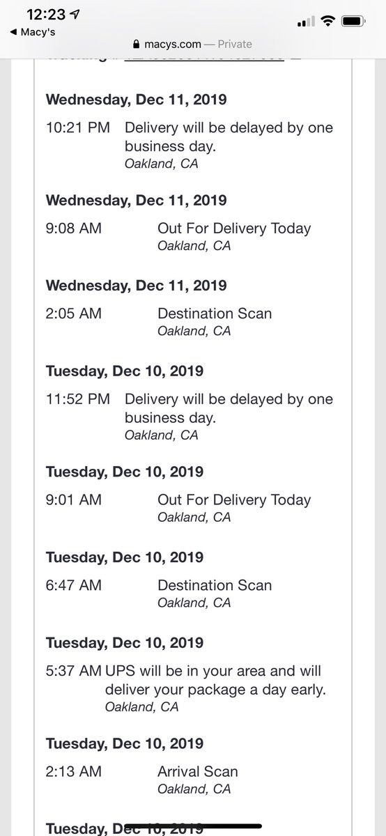 ashlee_jackson4's tweet photo. @UPS has been playing with my packages. At this point I don’t trust them and am pretty sure all of my items are lost. This is 2 out of 3 of my package details. My stuff has been out for delivery for a week. I was also on hold for 2+ hours with no answer the other day. https://t.co/9LGtpDEYbp