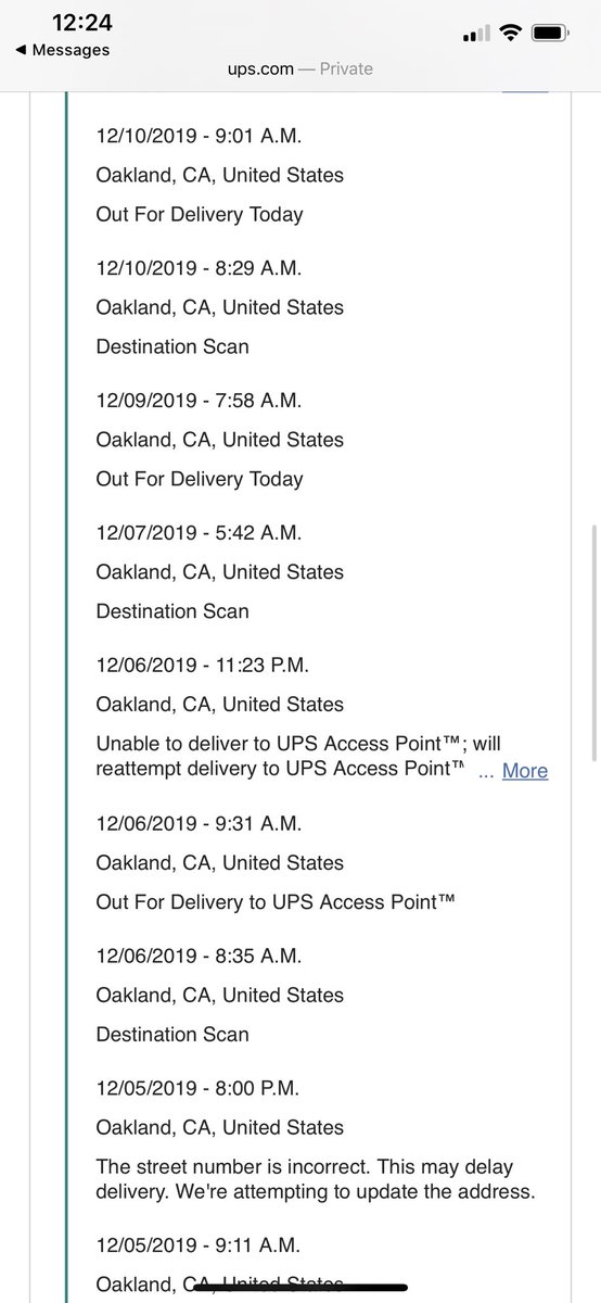 ashlee_jackson4's tweet photo. @UPS has been playing with my packages. At this point I don’t trust them and am pretty sure all of my items are lost. This is 2 out of 3 of my package details. My stuff has been out for delivery for a week. I was also on hold for 2+ hours with no answer the other day. https://t.co/9LGtpDEYbp