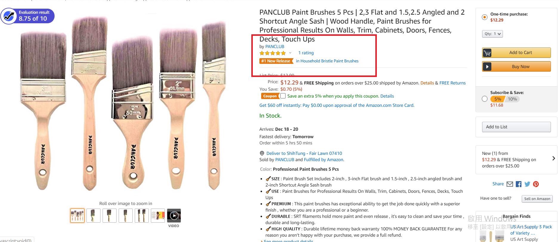 PANCLUB Paint Brushes for Walls I Chip Brush Set Assorted Size