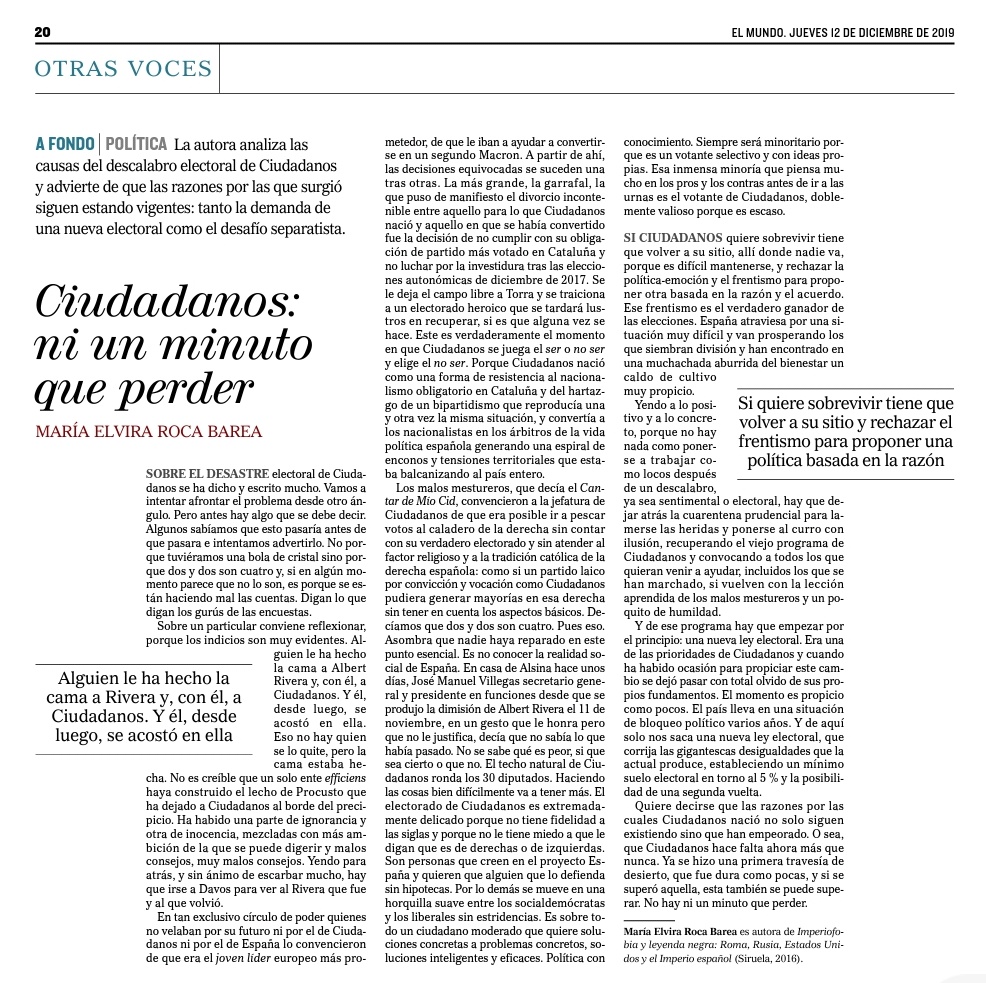 mlmorell's tweet photo. Muy acertado artículo de María Elvira Roca: @CiudadanosCs hace falta más que nunca. Por tanto, asumiendo los errores del pasado, debe volver a la coherencia de su discurso y a liderar la razón y el acuerdo.
@InesArrimadas https://t.co/3el52bNCB8