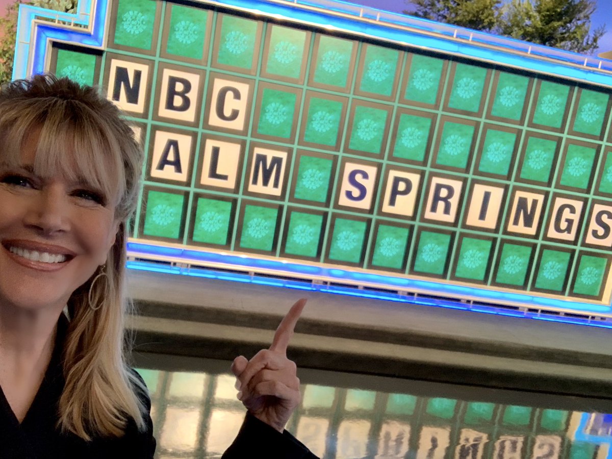 sandienewton's tweet photo. So proud of beautiful @TheVannaWhite! This week she stepped away from her puzzle board to host @WheelofFortune! Watch our fun intv on @NBCPalmSprings 👍👏💕 https://t.co/HyTQowk0cn