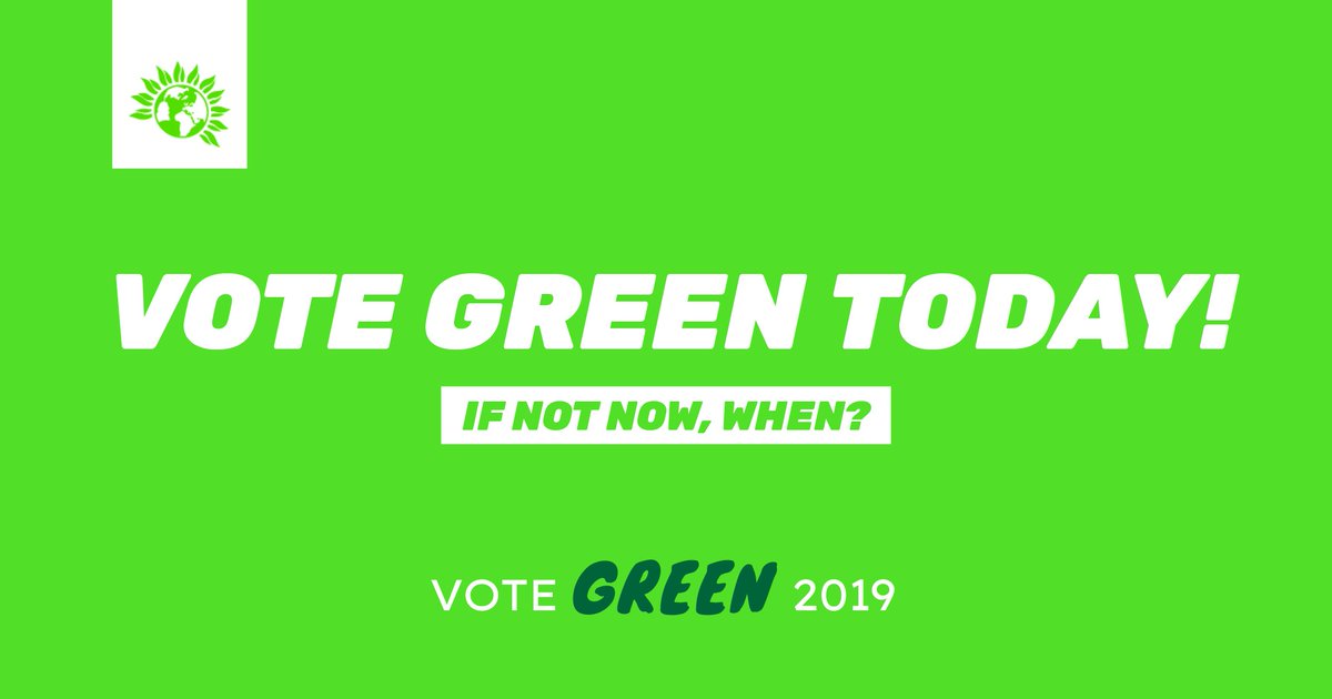 Today is a landmark occasion. You can change politics as you know it. Vote Green for our environment. Vote Green Green for our people. Vote Green for our wildlife and animals. Vote Green for a better future. Vote Green today. 

#VoteGreen2019 #VoteGreen #GE2019