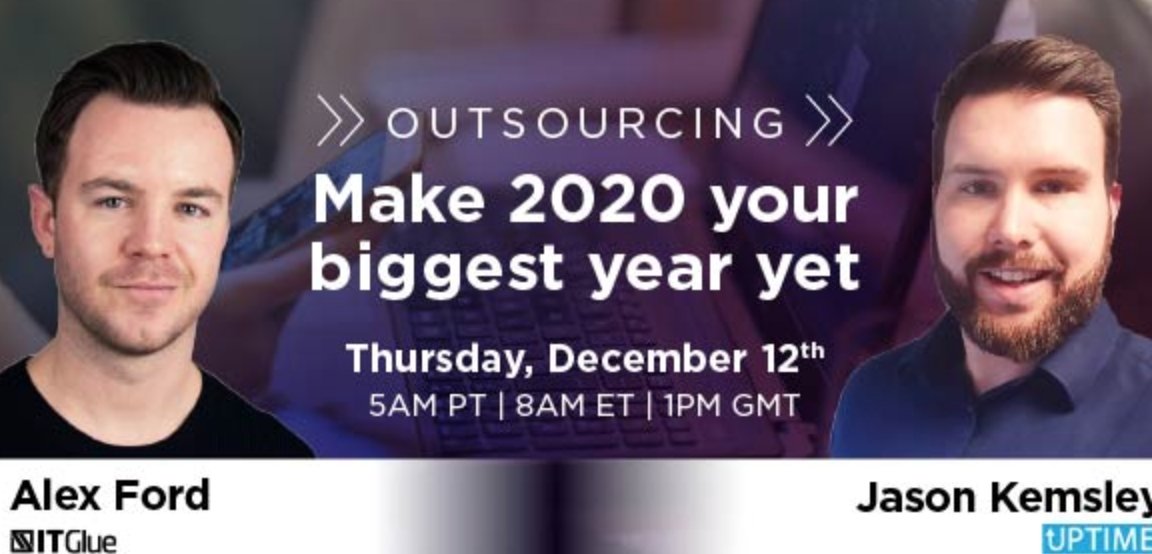 UptimeSolutions's tweet photo. Our webinar with @itglue is today, don't miss out... you can sign up here: https://t.co/13NsBV2KfA

5am PT | 8am ET | 1pm GMT

#outsourcing #webinar #takingon2020 https://t.co/CERBsqvjNZ