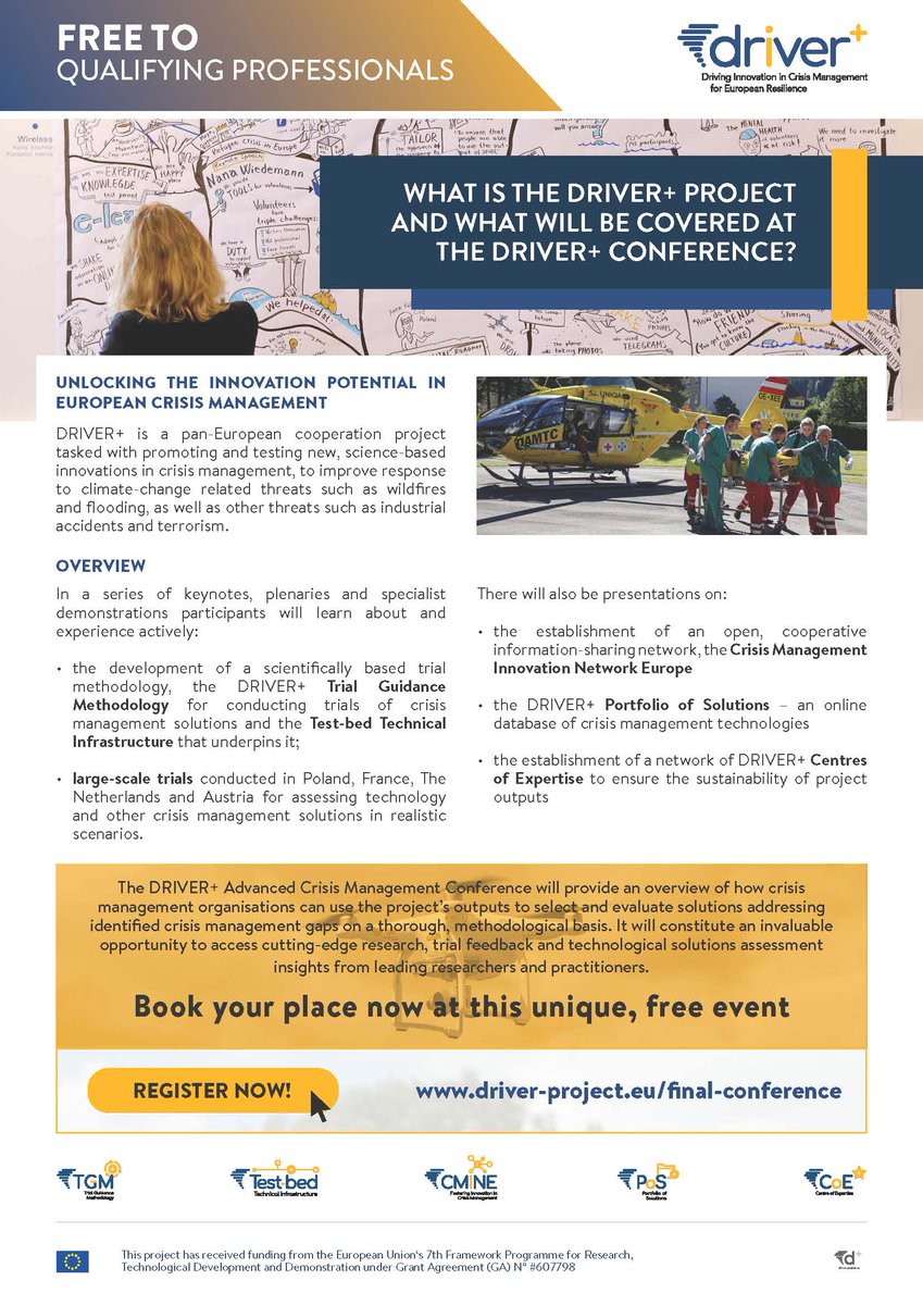 We’re pleased to announce that our Final Conference (Brussels, 19-20 February 2020) will be facilitated by Albrecht Beck, Managing Director of Prepared International and a leading expert in the fields of mass evacuations and disaster risk diplomacy. ow.ly/saj950xtzsF