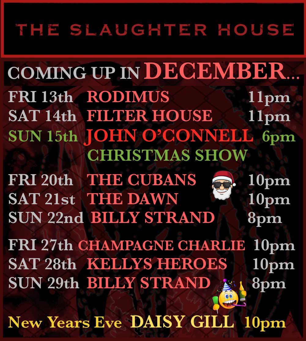 TheSlaughterH's tweet photo. Weβre got some brilliant live music coming up to see us through this festive period! Put these dates in your diaries people! @Rodimusband, #FilterHouse, @johnpig , @TheCubans1, @TheDawnUK , #BillyStrand, #ChampagneCharlie, #SteKelly, @daisygillmusic πππΆπ€πΊπ·π
π€Άππ #pubs https://t.co/X3YC4lcVJE