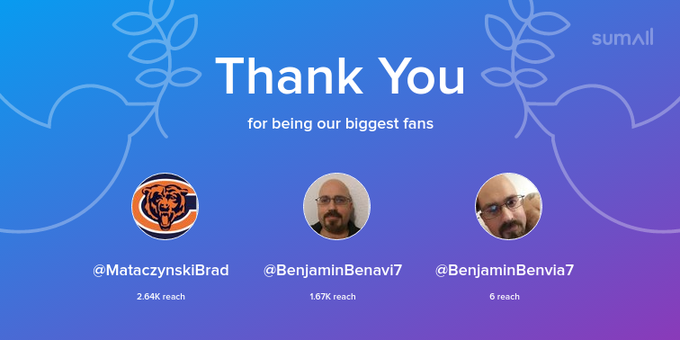Our biggest fans this week: MataczynskiBrad, BenjaminBenavi7, BenjaminBenvia7. Thank you! via https://t