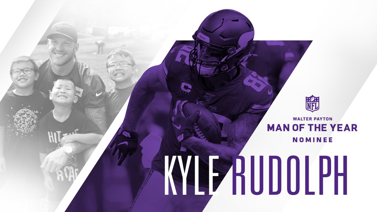 The #Vikings are pleased to announce @KyleRudolph82 as this year’s Walter Payton Man of the Year nominee.

#Skol