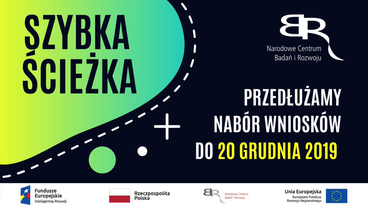 ❗️ WAŻNA INFORMACJA ❗️
Do ➡️ 20 grudnia br. (godz. 16.00) ⬅️ przedłużamy nabór wniosków w konkursie #SzybkaŚcieżka #POIR #FunduszeEuropejskie dla #MŚP, dużych firm i konsorcjów. 
Konkurs bez ograniczeń tematycznych. 

Więcej: ncbr.gov.pl/index.php?id=3…