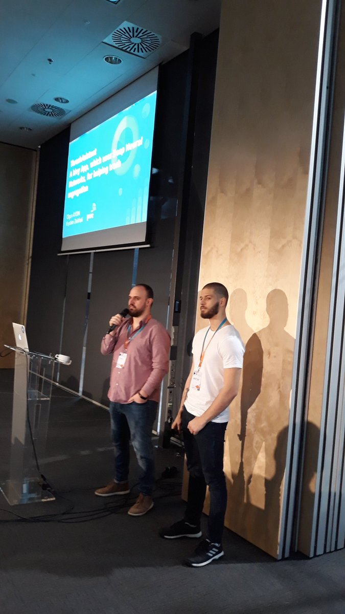 Olgun Aydin and Krystian Zieliński talking about using #DeepNeuralNetworks in trash segregation, #pdwc2019 #kivyapp