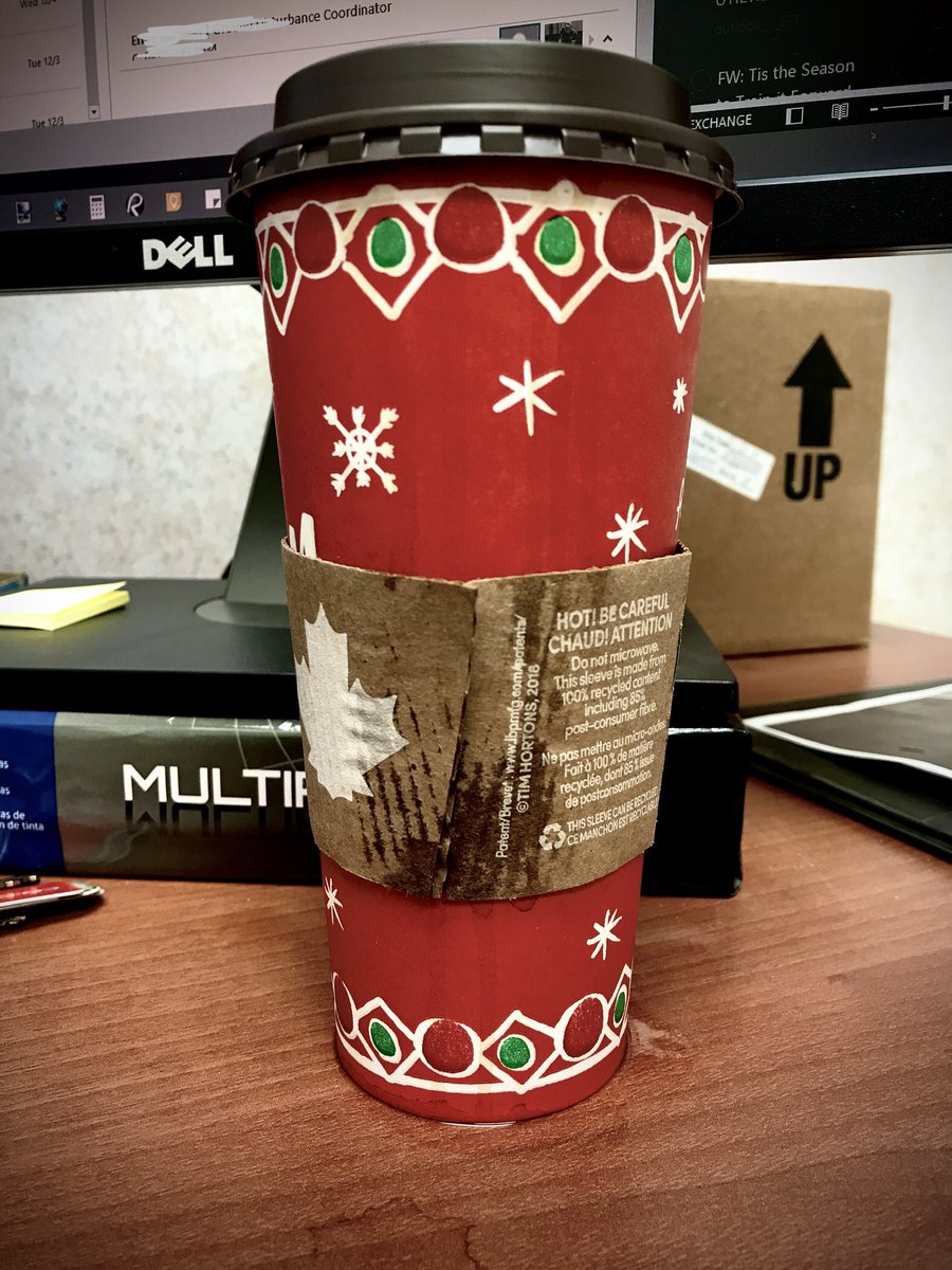 Gotta love those leaky #timhorton cups first thing in the morning.  "Hot! Be Careful" as it streams down the side onto your hand and desk. I suppose it is my fault for not brewing my good coffee at home for $0.07 a cup though.   <a href="/TimHortons/">Tim Hortons</a> #yyc