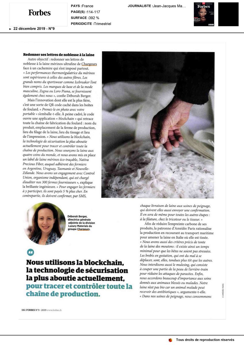 amedeeparis's tweet photo. #LeCoupDuFoulard - Next time you pick up @forbes check out our founder Deborah talking #innovation, #sustainability and #blockchain technology! 

#AmedeeParis https://t.co/gOQQVd6fBl