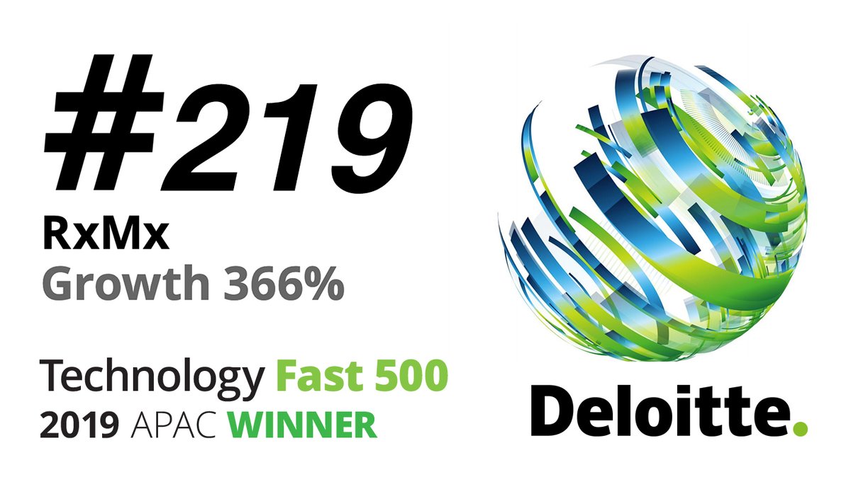 RxMxCorp's tweet image. Exciting news — Deloitte named us an #APAC Technology Fast 500 winner for more than tripling our growth this year! #Fast500APAC @DeloitteTMT bit.ly/2E7vTB4