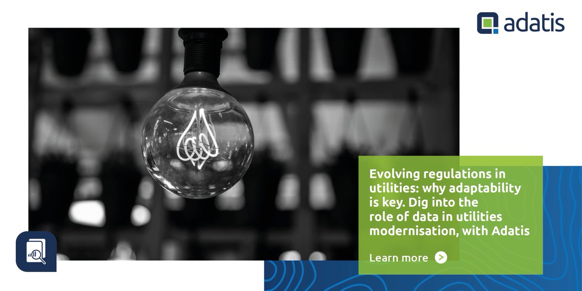AdatisBI's tweet photo. The #Utilities sector is facing some major regulatory changes and providers need to be prepared to adapt fast. Find out how you can put your data to work to make a real strategic difference in an ever-shifting regulatory environment. #DataIntelligence https://t.co/gYsrK6dG9F https://t.co/EfFUldXHnx