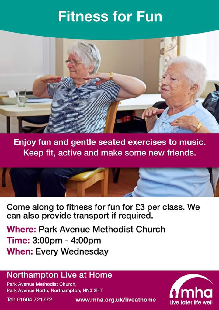 We provide a seated fitness for fun class every Wednesday 3.00-4.00pm and every Monday 10.30-11.30am. Give us a call on 01604 721772 for more information #fitness #northampton