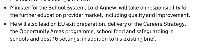 20/ Agnew says he’s “like a pig out hunting for truffles when it comes to finding waste in schools” In Sept 2019, Tories put him in charge of “further education provider market, including quality and improvement.”Agnew has donated £162,250 to the Conservatives since 2007