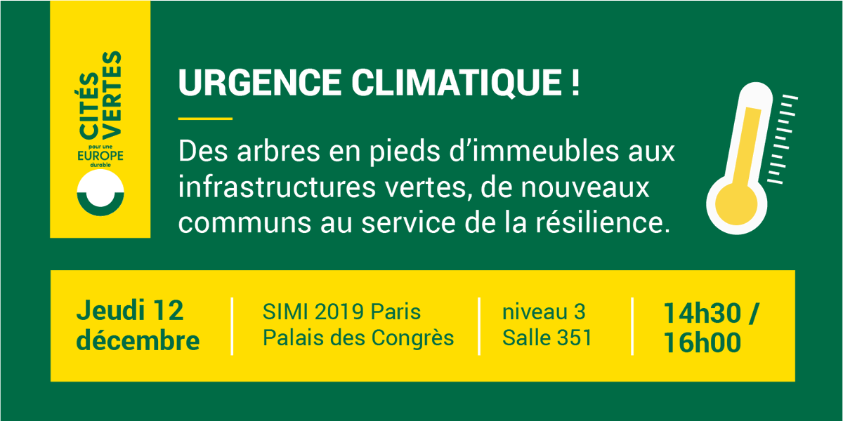 ▶️<a href="/salonsimi/">Salon SIMI</a> aujourd'hui - 14h30 ◀️
Conférence #UrgenceClimatique : des #arbres en pieds d’immeubles aux #infrastructuresvertes, de nouveaux communs au service de la résilience.
#immobilier #environnement #VilleNature #VilleVerte #foretsurbaines #vivant