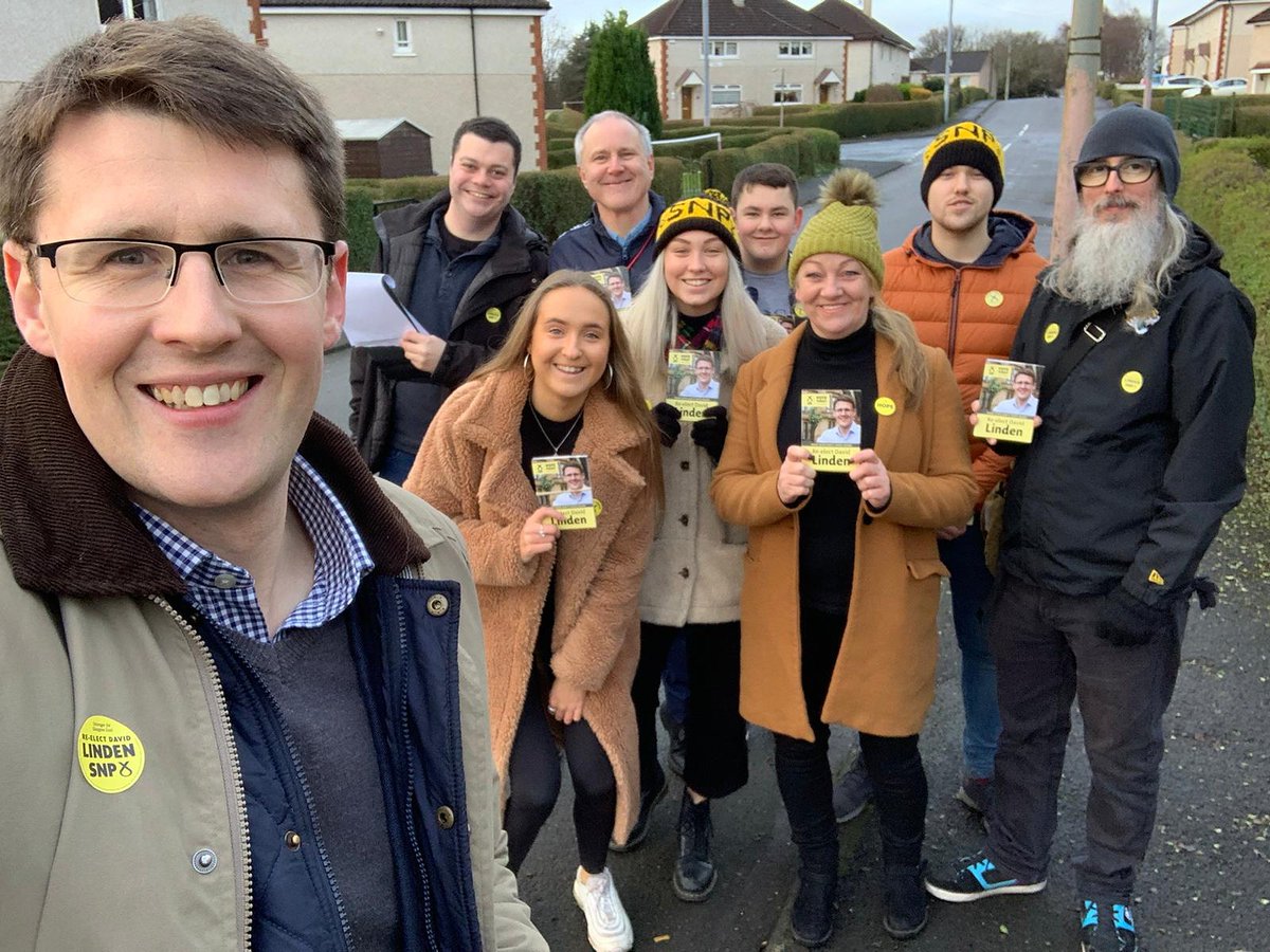 DavidLinden's tweet photo. This is one of our SIX Get Out The Vote (GOTV) teams which are out across #Springboig this morning. 🏃‍♀️🏃‍♂️

⌛ 11 hours until the polls close. 

#PollingDay #GE2019 #VoteSNP #ActiveSNP https://t.co/42e5ZHasFy