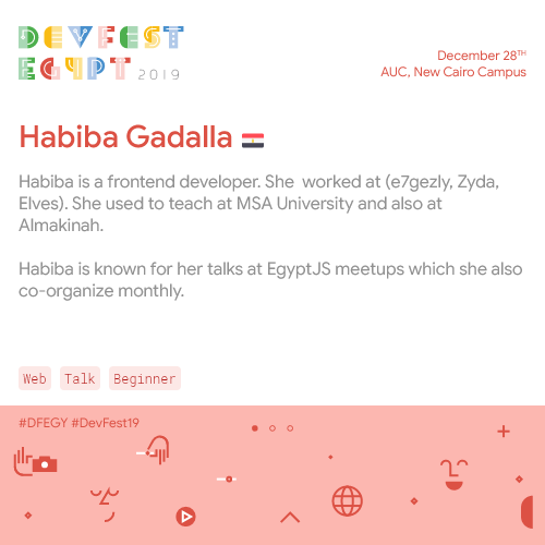 DevFestEgypt's tweet photo. Get to know PWA - Progressive Web Apps- (history, definition, why, how, who's using it, and how to work around some IOS limitations)

learn more about PWA Magic.✨with our speaker Habiba Gadalla🎙 

🔴Registration link: https://t.co/kZQohwA1sO
#DFEGY
#DevFest19
#EgyptDevFest19 https://t.co/ABu1i2tfB4