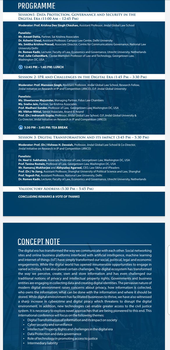 Centre For Communication Governance At Nlu Delhi One Of The Three Main Sessions Is On Privacy And Data Protection Our Colleague Smithakprasad Is Speaking On The Panel On Data Protection