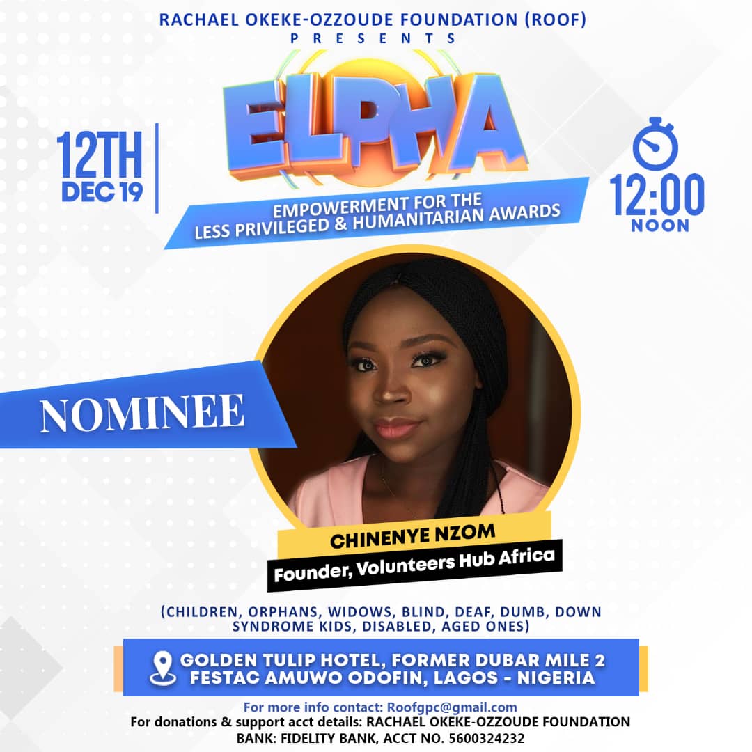 VolHubAfrica's tweet photo. Yippe!!!!!!!! About Today
Congratulations to our founder @chinenyenzom on her Empowerment For The Less Privileged & Humanitarian Award Nomination
#ELPHA
#VHA https://t.co/4R3FkVCtbD