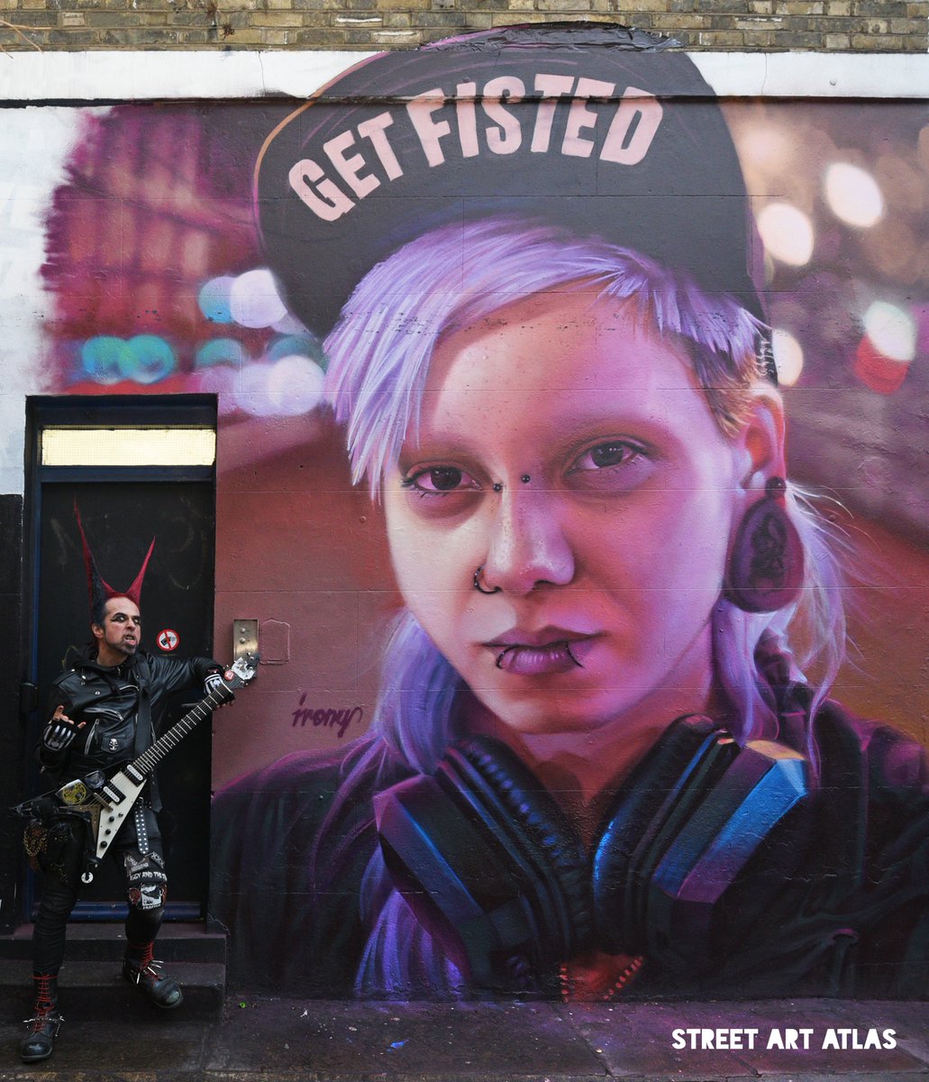 Rebel against the system! 

New mural from the super talented @whoamirony in #Camden based on a photo from #portraitperday

Model and artist #icecreamwolf
Camden spot #therealartofstreetart
#Irony #streetart #ironystreetart #CamdenStreetArt #Rebelion #Camdenpunks  #StreetArtAtlas