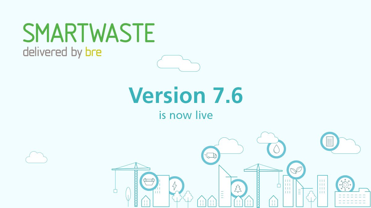 You asked, we answered! SmartWaste Version 7.6 is now live, bringing new updates to #SWMP, #CCS and alignment with #BREEAM New Construction 2018, alongside other improvements and bug fixes. Watch the release video 🎥 bit.ly/2tb6nc8 Find out more ➡️bit.ly/34fJTnc