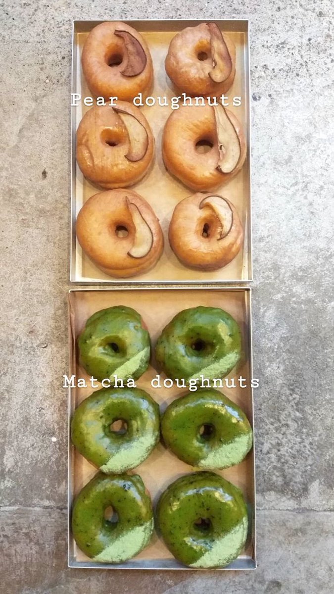 Pear cider cinnamon &amp; sweet matcha dough babies on the counter right now!