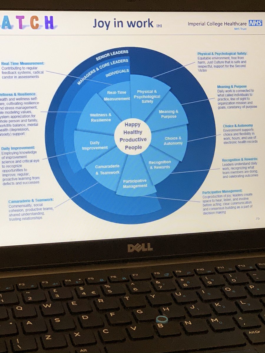 TracyDBeaker's tweet photo. Most important slide of the morning? How do we ensure staff get joy in work?@TheIHI @HealthyLDN @KathEvans2 @SaraNelsonRGN @mandowatson @MAkindolie @RostomSamantha @ZoeASargent @patrickjshunter @JamesECain @LydiaLofton @martinwilko1 @russellviner #CYPWorkforce #childhealth https://t.co/7mcdZjpyMI