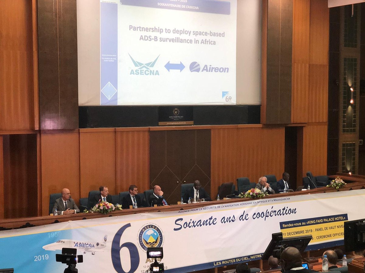AireonLLC's tweet photo. Honored to be a part of the #ASECNA 60th Anniversary celebrations and events. Congratulations to our customer! Such an incredible #ANSP made up of 18 countries. #collaboration #cooperation #leadership #spacebasedADSB #Aireon https://t.co/fH2DzZpELe