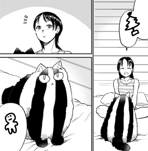 明日12月13日発売のネムキプラス1月号に読み切り「ねこのしま」17P掲載されております。海の家の女の子がしましまのねこを拾う話です。父娘猫漫画です。宜しくお願いします。 