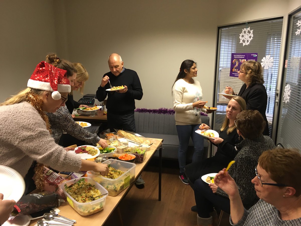 LymphomaAction's tweet photo. We’re having a little #ChristmasParty for our amazing office #volunteers! 🎅🏻💜 Have you ever wondered what our volunteers get up to? Find out more about the vital work they do on our recent blog post > https://t.co/Z7MP7QPRHl #Volunteering #LymphomaMatters https://t.co/cqwTstrYcK