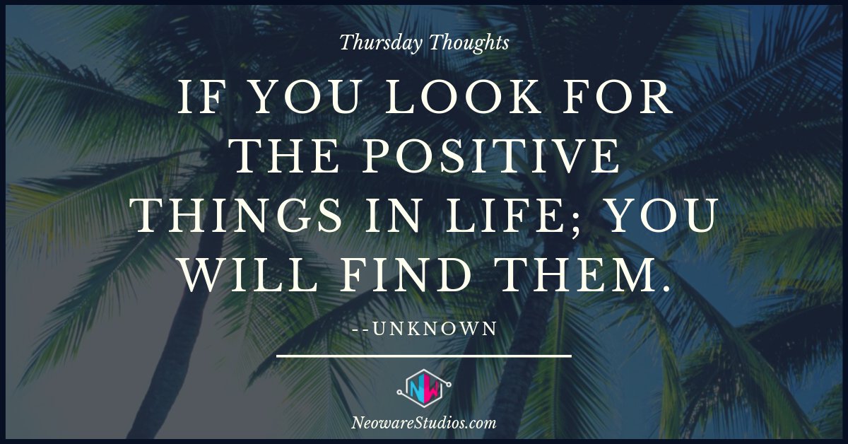 NeowareStudios's tweet image. "If you look for the positive things in life; you will find them."
#ThursdayThoughts

Inspired Coworking at:
NeowareStudios.com
. 
. 
. 
#ThursdayMotivation #Thursday #QOTD #MallLife #Innovators #Team #Coworking #Community #AR #Fun #Oviedo #UCF #Tech #Blockchain #Technology