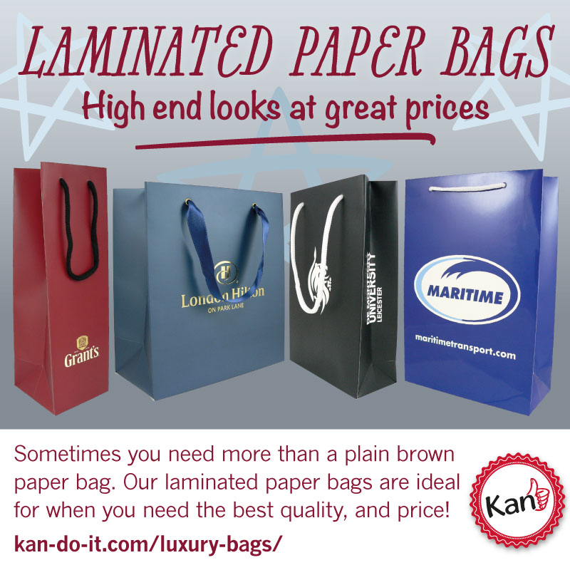 Sometimes you need more panache than a brown paper bag. That's where our high quality, laminated paper bags come in.

Take a look at Kan-do-it.com for more info and contact us for a quote.

bit.ly/2PH25kt