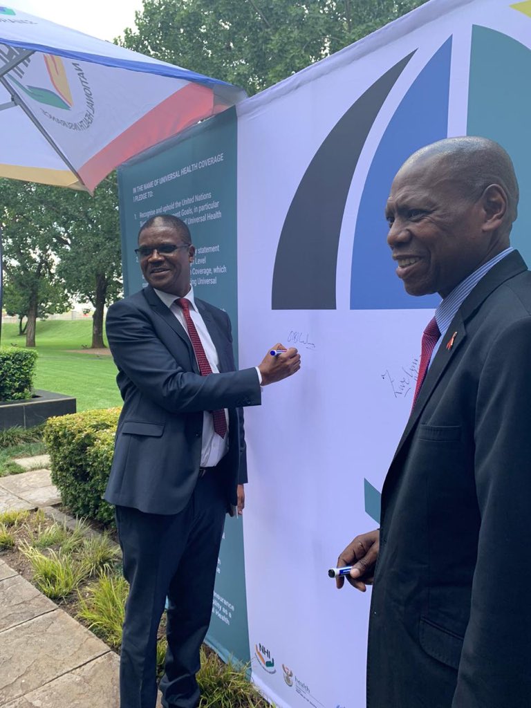 DrZweliMkhize's tweet photo. The Minister #ZweliMkhize and incoming WHO Country Representative,Dr Owen Kaluwa  are joined by leaders in the health sector as the commitment to #KeepThePromise is honoured https://t.co/0ywvtNJ0D5