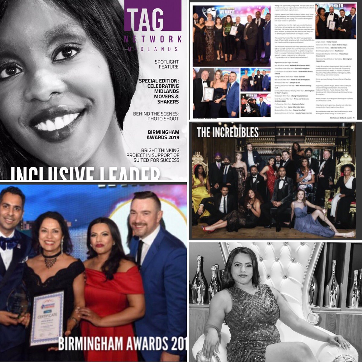 anitachumber's tweet photo. Latest issue of @TagInsider out  highlights of the movers and shakers of #Birmingham with a coverage of @BirminghamAward &amp; @MidlandsAwards and the amazing #photoshoot #TheIncredibles #leadership #Professionals 
link below 
https://t.co/381eH2QXct 
@AnitaBhalla @TAGNetworkMids https://t.co/sLND2v12EG