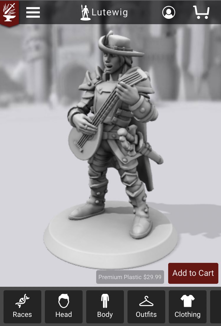 Got my custom mini ordered for Lutewig! @HeroForgeMinis is incredible and I can’t wait to slap paint on this bb. Even got $5 off courtesy of the @dungeon_dudes  by using code: dungeondudes at checkout!