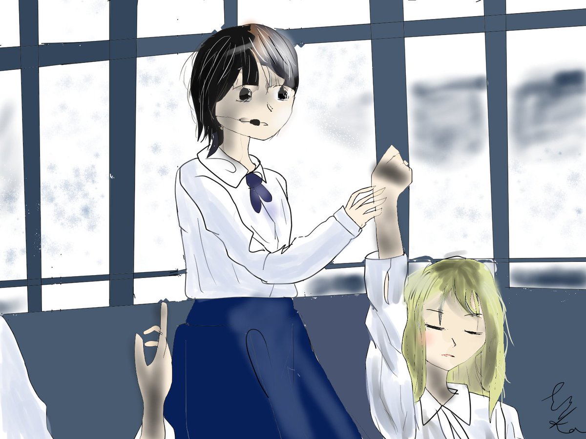 longlongago113's tweet image. 三女がパソコンで描きました
#月曜日の朝スカートを切られた 
#欅坂46 
#FNS歌謡祭2019第2夜