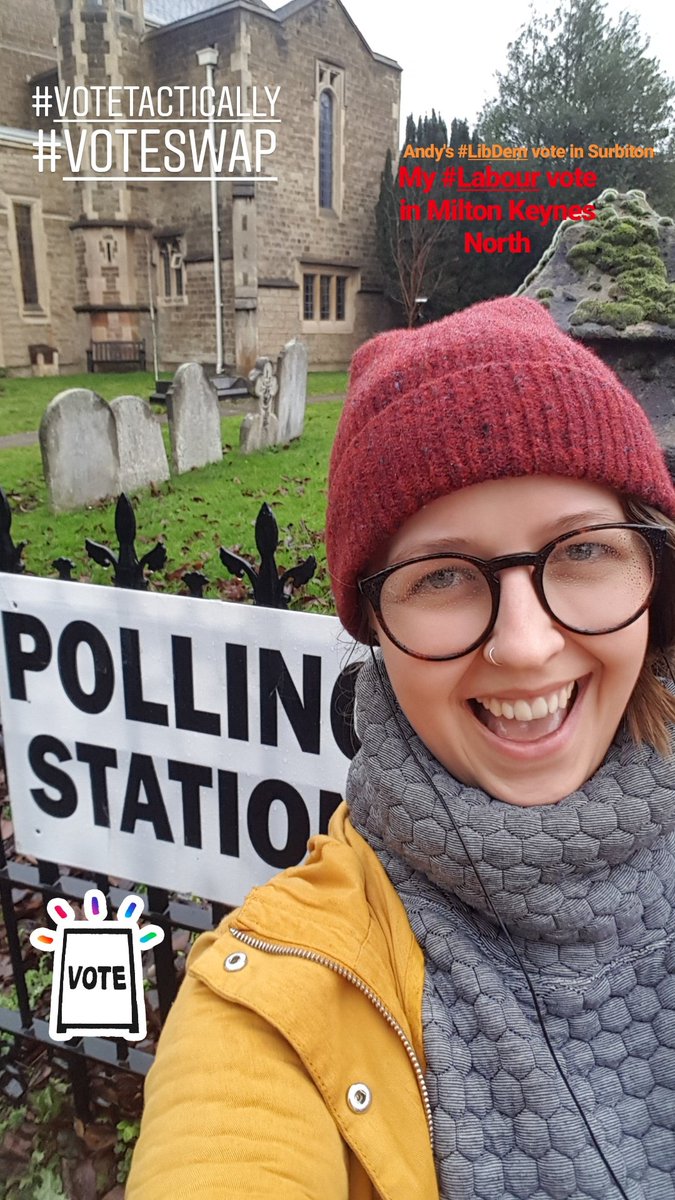 Voted! #VoteTactically #VoteSwap I voted #LibDem for @7SeventyFive in Surbiton, and my #Labour vote goes to #MiltonKeynes #MKNorth