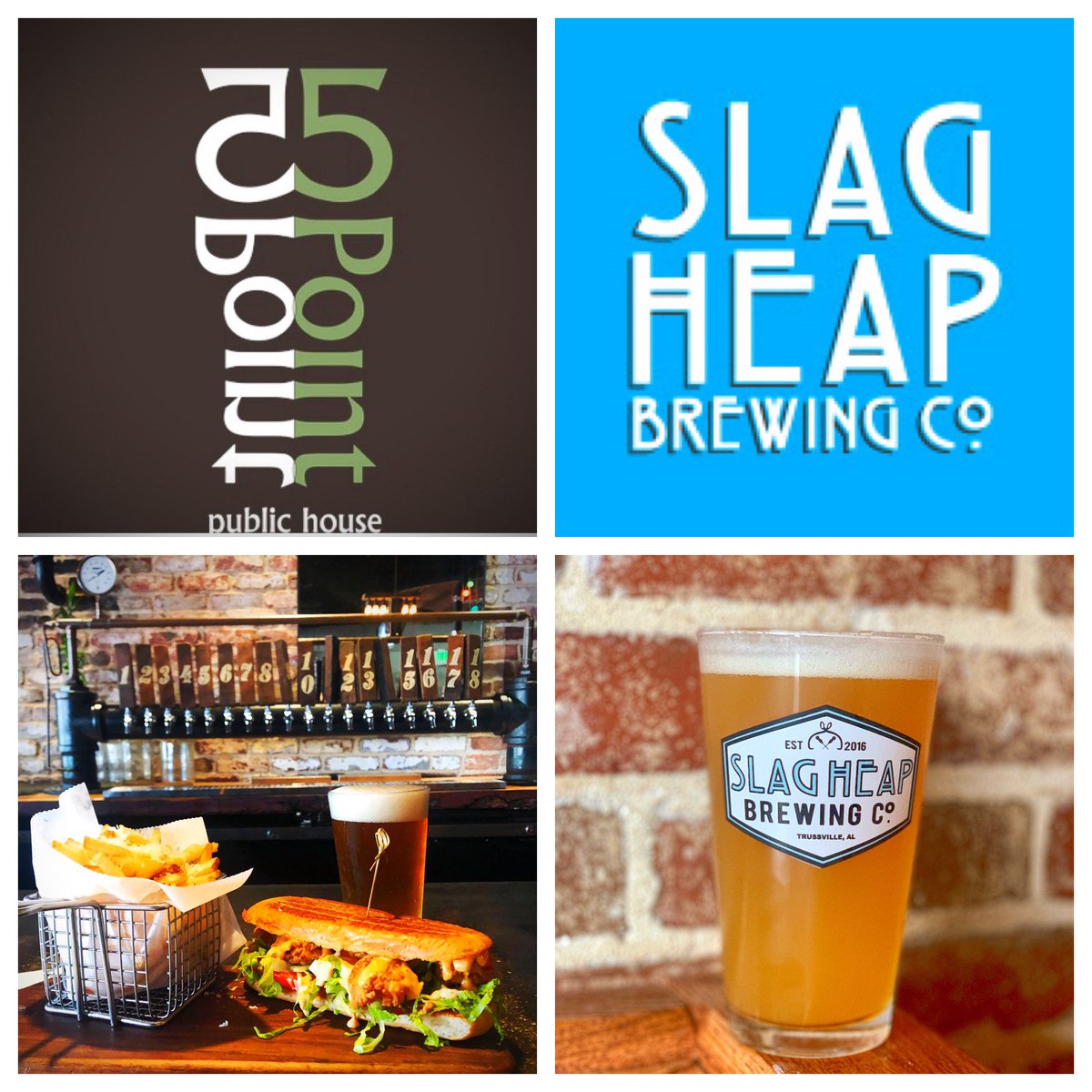 TONIGHT at 5 Point Public House Oyster Bar Slag Heap Brewing Tap Takeover. 

On tap, Sue’s Pale Ale, Left on 11 DIPA, German Marzen Lager and Peach Mango Hefeweizen. Cheers! 

#taptakeover <a href="/5PointPub/">5 Point Public House</a>