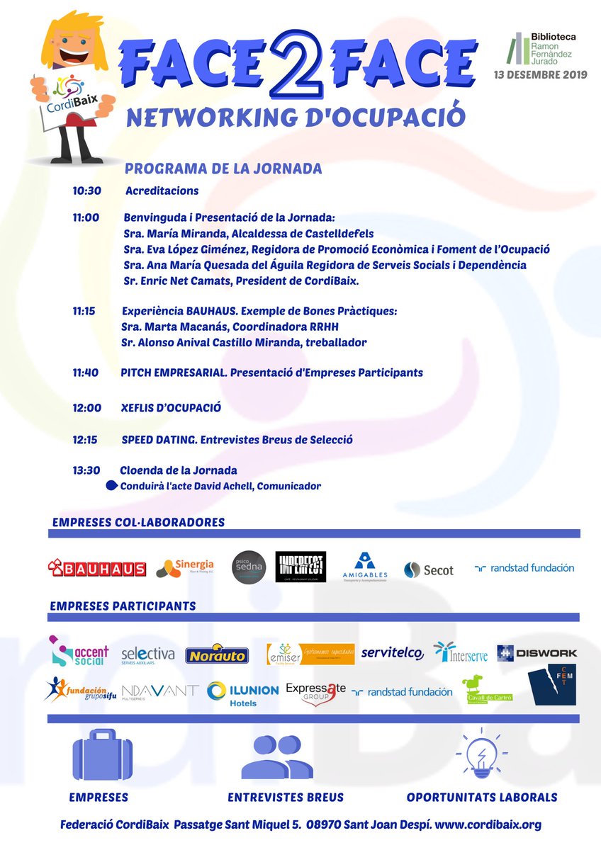 CordiBaixFedera's tweet photo. Tot preparat per demà!!  @CordiBaixFedera @bcastelldefelsr @La_Guaita_ @AjCastelldefels @_amigables @SinergiaTT @Secotbcn @randstatfundacion Imprefect Restaurant Solidari 
Speed Job Dating 👉 https://t.co/1NvMFMb4FN
#inclusió #Castelldefels https://t.co/jVWVtIQyQK
